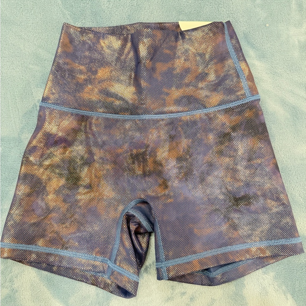 Aerie Blue and Purple Patterned Bike Shorts